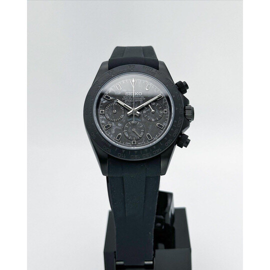 Custom Seiko Mod • Matte Black Carbon Daytona • 39.5mm